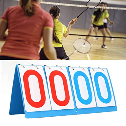 4 Digit Scoreboard Blue Red Number Portable Tabletop Flip Score Keeper for Volleyball Basketball