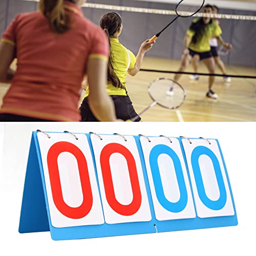 4 Digit Scoreboard, Score Keeper4 Digit Competition Score Board Waterproof Blue Red Number Portable Tabletop Flip Score Keeper for Volleyball Basketball