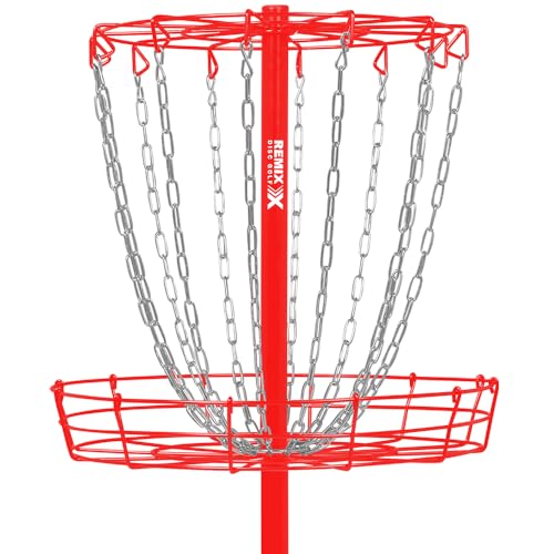 Remix Practice Basket for Disc Golf - Choose Your Color and Style - style: Single Chain - Red