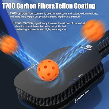 Carbon Fiber Pickleball Paddle, USAPA Approved 16mm T700 Thermoformed Pickle-Ball Paddle with Polypropylene Honeycomb Core,High Grit & Spin,Ideal for Beginner and Skilled Players,Comes with a Cover