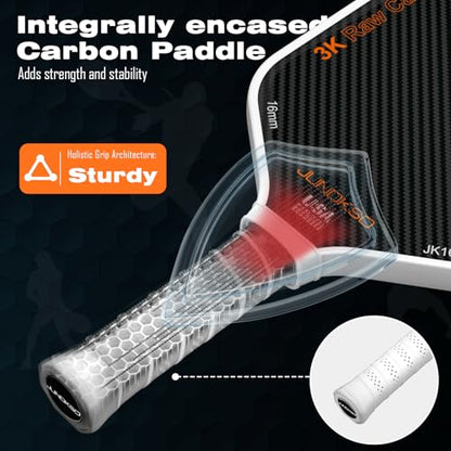 Carbon Fiber Pickleball Paddles USAPA Approved Raw Carbon Frosted - color: white