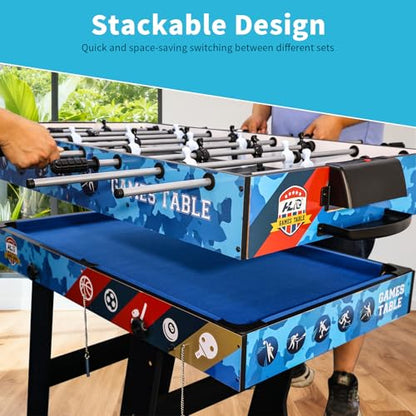 5 in 1 Multi Combo Game Table,Folding Multi Game Combination Table Set with Soccer Foosball Table,Pool Table,Hockey Table,Table Tennis Table,Basketball