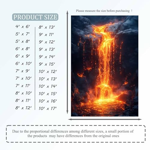 Lava Area Rug, Rock Red Lava Rug, 3D Optical Illusion Flame Rugs, Rock Rugs, Washable & Non Slip & Soft Nature Rock Carpet for Living Room, Bedroom, Office (9' x 12' (Rectangular)) - color: Multi 5, size: 9' x 12' (Rectangular)