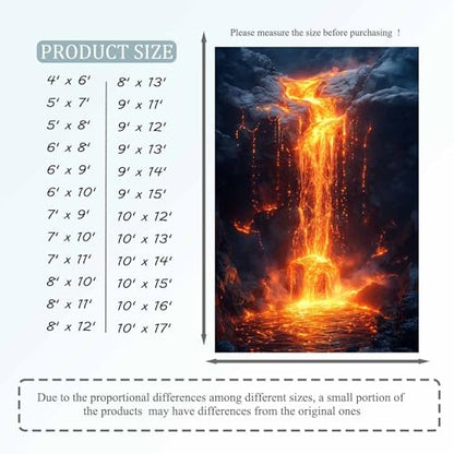 Lava Area Rug, Rock Red Lava Rug, 3D Optical Illusion Flame Rugs, Rock Rugs, Washable & Non Slip & Soft Nature Rock Carpet for Living Room, Bedroom, Office (8' x 13' (Rectangular)) - color: Multi 5, size: 8' x 13' (Rectangular)