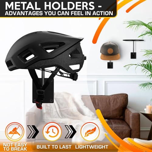9 Pcs Basketball Holder Wall Mount - Black Metal Sports Ball Storage Rack and Ball Display for Basketball, Football, Soccer, Volleyball, Helmet and Hat - Space-Saving Wall Organizer for Home and Gym
