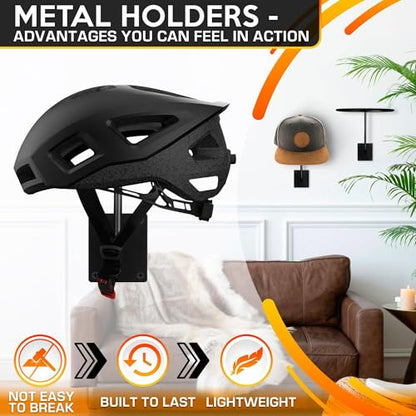 9 Pcs Basketball Holder Wall Mount - Black Metal Sports Ball Storage Rack and Ball Display for Basketball, Football, Soccer, Volleyball, Helmet and Hat - Space-Saving Wall Organizer for Home and Gym