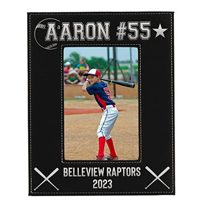 My Personal Memories Custom Monogrammed Baseball Sports Picture Frame Gifts - Personalized 4x6, 5x7, 8x10 Photo Frames for Athletes, Coaches, Teams, Kids, Awards (Black with Silver) - color: Black with Silver