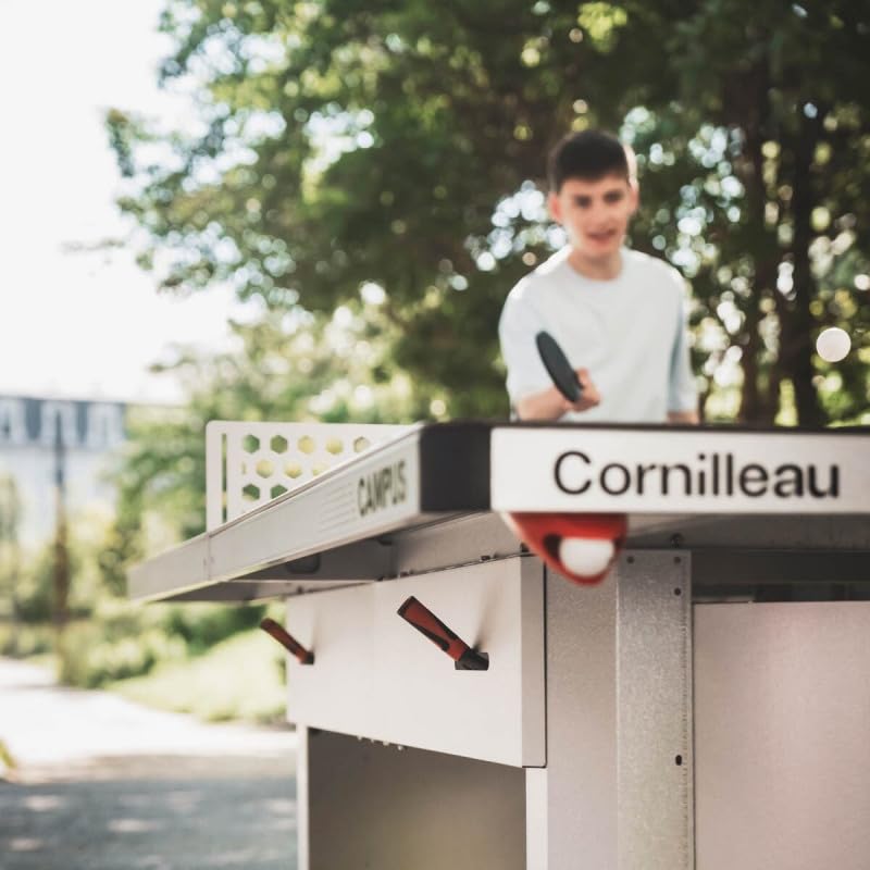 Cornilleau - Outdoor 510 Fixed Campus Ping-Pong Table for Communities and Schools (Camping, Parks, etc) - Competition Bounce (Blue or Grey 7mm) - FFTT Leisure and School Approval (Blue)