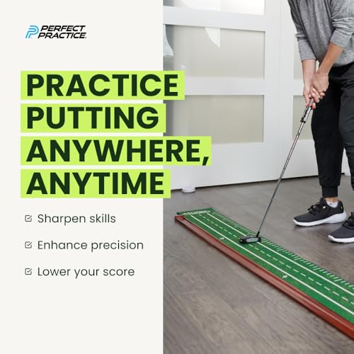 Perfect Practice Putting Mat & Chipping Net, Indoor & Outdoor Putting Green, Chipping Mat for Home & Office, Premium Golf Training Aids for Putting Practice with Realistic Turf, Golf Gifts for Men - style: Small (8')