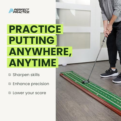 Perfect Practice Putting Mat & Chipping Net, Indoor & Outdoor Putting Green, Chipping Mat for Home & Office, Premium Golf Training Aids for Putting Practice with Realistic Turf, Golf Gifts for Men - style: Small (8')
