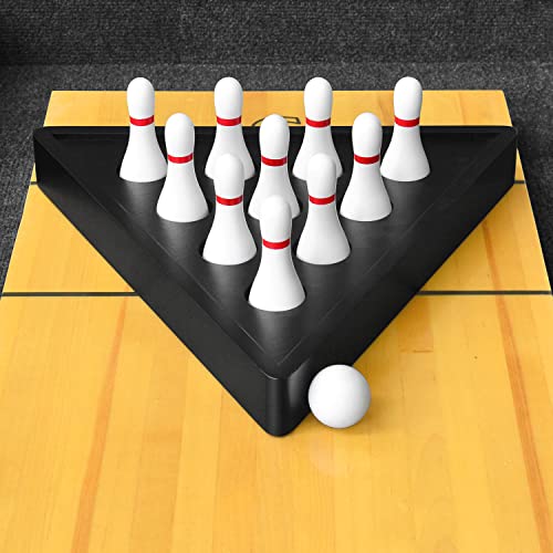 Tabletop Shuffleboard Bowling Pin Set Portable Shuffleboard Bowling Pin Game,Solid Wood Shuffleboard Bowling Curling Games- Easy Carry - color: White