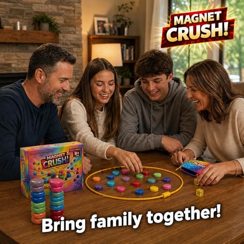 Magnet Crush Magnetic Strategy Board Game (Rainbow) for Kids & Adults, Fun Tabletop Magnet Placement Game, STEM Educational Toy, Family Party Game, Travel Game, Puzzle Brain Teaser, Gift for Ages 9+ - color: Rainbow