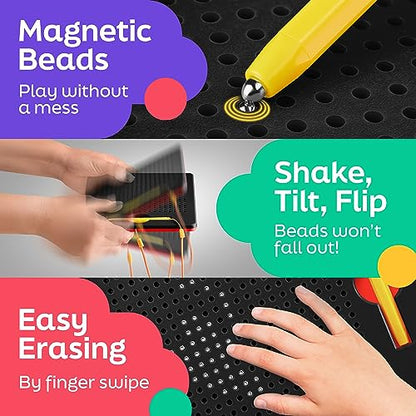 AYNAT FUN Magnetic Drawing Board for Toddlers & Kids - Toddler Doodle & Sketch Toys, Includes Magnet Stylus Pen and Beads for Girls & Boys, Travel & Car Ride Activities - size: Square Black