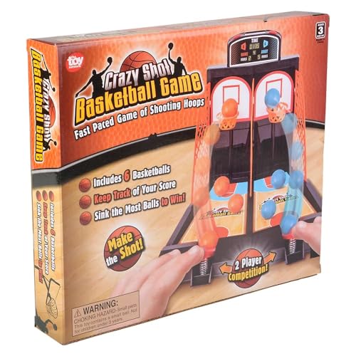 Zugar Land Desktop Mini Basketball Shooting Game for Two (9") Plastic. Tabletop Desk Games to Reduce Stress Fun Sport Hoop Set