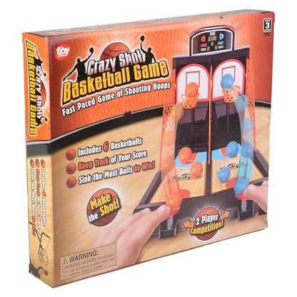 Zugar Land Desktop Mini Basketball Shooting Game for Two (9") Plastic. Tabletop Desk Games to Reduce Stress Fun Sport Hoop Set