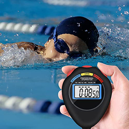 Pgzsy 12 Pack Multi-Function Electronic Digital Sport Stopwatch Timer, Large Display with Date Time and Alarm Function,Suitable for Sports Coaches Fitness Coaches and Referees