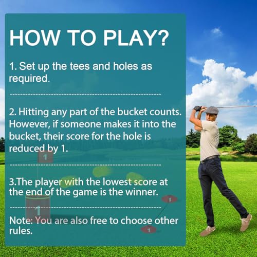 FINCOME Golf Yard Bucket Games 9 Holes Golf Practice Game with Flag, Golf Chipping Game for Kids and Adults Outdoor Indoor Portable Backyard Golf Game for Park, Beach, Backyard, Lawn - size: 9 SET