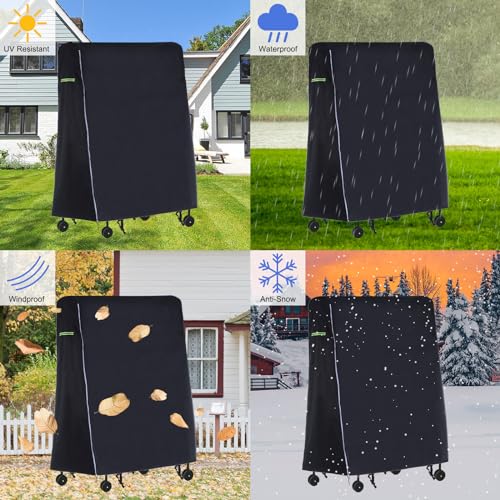 PATIKIL Folding Table Tennis Table Cover, 65'' x 28'' x 73'' Table Tennis Cover 600D Oxford Waterproof Foldable Table Cover with Storage Bag & Zipper for Outdoor Indoor, Black