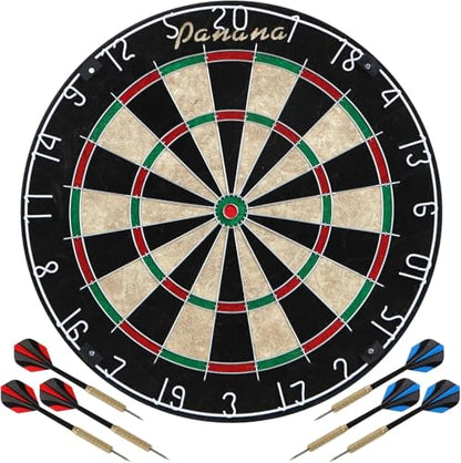 Panana Steel Tip Dartboard Set with 6 Professional Steel Tip Darts, Bristle Dart Round Board Indoor Family Game
