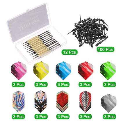PATIKIL Soft Tip Darts Set Darts Plastic Tip - 12 Pcs 18 Gram with Tip Plastic Darts 100 Extra Dart Tips 30 Dart Flights with Plastic Dart Case for Electronic Dartboard