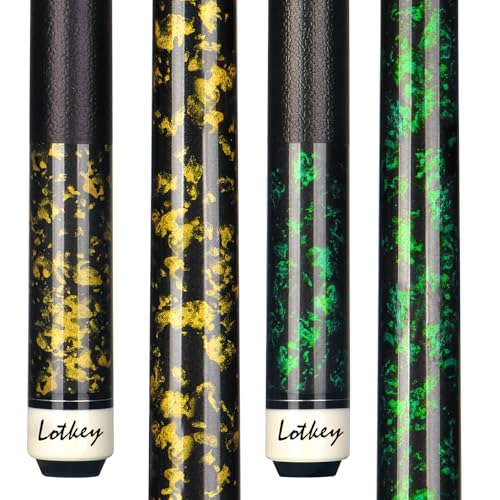 LOTKEY Pool Cue Sticks for Adults,Super Straightened Up 58'' 18 19 20 21oz Billiard Cues Canadian Maple Tacos De Billar Profesional Set of 4/3/2/1 House Bar Pool Que Table Beginner Pool Queue - color: 2 Sets (19oz Yellow, 21oz Green)