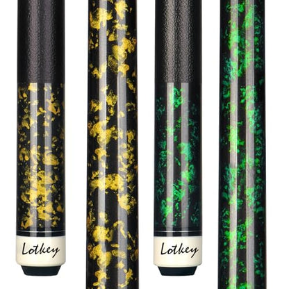 LOTKEY Pool Cue Sticks for Adults,Super Straightened Up 58'' 18 19 20 21oz Billiard Cues Canadian Maple Tacos De Billar Profesional Set of 4/3/2/1 House Bar Pool Que Table Beginner Pool Queue - color: 2 Sets (19oz Yellow, 21oz Green)