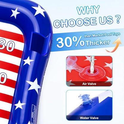 AURASUN Kids Fun Pool Toys, Inflatable Pool Cornhole Game Floating, 4th of July American Flag Water Game, Swimm Pool Games for Kids Adults, Outdoor Summer Party Gift 3-12 Year Boy Girl Teen Family - style: America Flag Cornhole Board