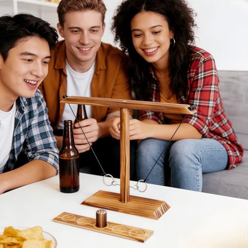 Ring toss Game, Large Base Hook and Ring Game, Hook and Ring Throwing Game for Adults Kids, Family-Friendly Indoor Holiday Fun or Outdoor Patio Games - size: Small