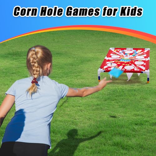 Gemscream Clown Carnival Bean Bag Toss Games with 6 Bean Bags Portable PVC Framed Red and White Corn Hole Game Set for Kids and Adults Carnival Circus Theme Birthday Outdoor Party Game