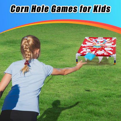 Gemscream Clown Carnival Bean Bag Toss Games with 6 Bean Bags Portable PVC Framed Red and White Corn Hole Game Set for Kids and Adults Carnival Circus Theme Birthday Outdoor Party Game