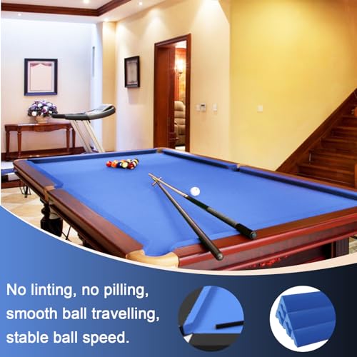 Podoy 8ft Pool Table Replacement Kit, Pool Table Bumpers (Set of 6) with Felt Cloth/Cushion Facings (Set of 12) for Billiard Rail Rubber Bumpers Home & Pro Use Billiard Rail & Pocket Accessories - color: BULE WITH CLOTH