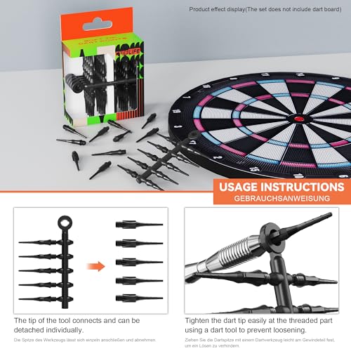CyeeLife Fit Point Plus Tip | Soft Tip Dart Points | 2BA Thread | Dart Accessory | 50 Count