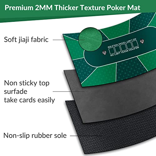 nuveti Poker Mat - 55 x 28inch Non-Slip Poker Table Game Mat - Portable Rubber Waterproof Poker mat for Table 6-8 Player Card Game Anti-Slip Rubber Poker Table Top Layout - color: 55 X 28 Inch Rectangular-green7