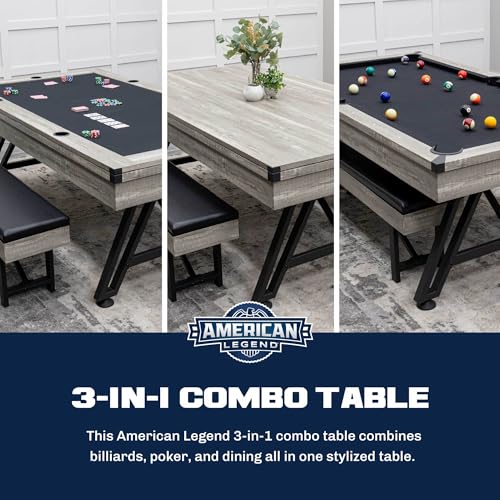 American Legend Billiard Table with Rustic Wood Finish - color: Grey