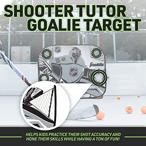 Franklin Sports Kids Portable Street Hockey Goal + Shooter Tutor Set - Pop Up Folding Net with Goalie Target Included - 2-in-1 Goal Set