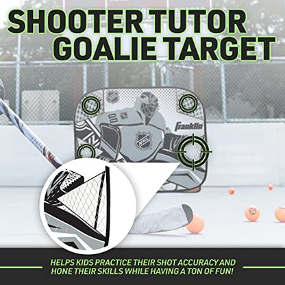 Franklin Sports Kids Portable Street Hockey Goal + Shooter Tutor Set - Pop Up Folding Net with Goalie Target Included - 2-in-1 Goal Set