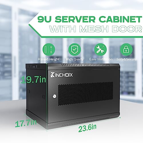 Wall Mount Network Server Cabinet 9U Network Rack Enclosure for Computer Routers Switches Networking Electronic Equipment, Removable Side Panels & Locks, 19.7in Depth - size: 9U