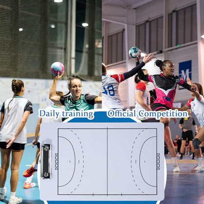 Joyeee Handball Coaches Clipboard, 13.7 x 8.7 Inch Double Sided Dry Erase Handball Whiteboard, Coaching Board Equipment Included Black Markers, Pen and Eraser - style: Handball whiteboard