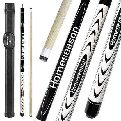 HomeSeason 58" Pool Cue Stick 19.5oz Cue Sticks Professional Low Deflection Billiard Pool Sticks 13mm Tip with Leather Bag for Home Bar Adults Pro Player - color: 19.5oz-(Black & White)