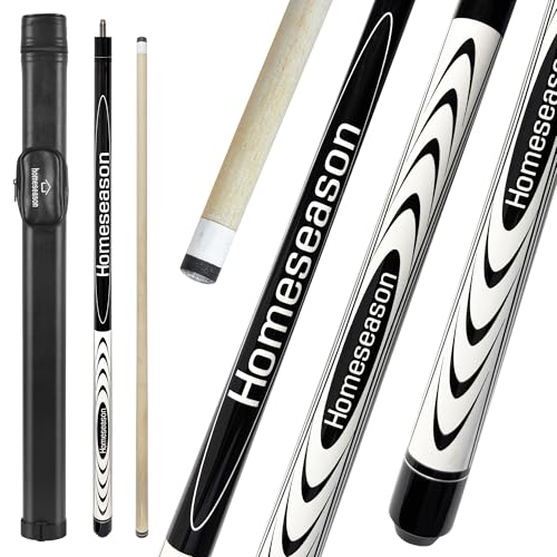 HomeSeason 58" Pool Cue Stick 19.5oz Cue Sticks Professional Low Deflection Billiard Pool Sticks 13mm Tip with Leather Bag for Home Bar Adults Pro Player - color: 19.5oz-(Black & White)