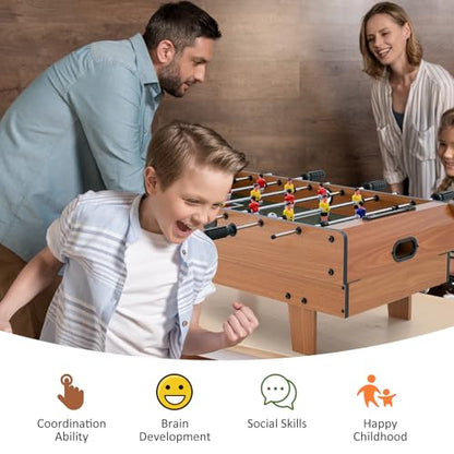Giantex 4-in-1 Combination Game Table, with Soccer, Hockey, Billiards, Table Tennis, Perfect for Game Room, Family Night, Wood Foosball Game Table Top