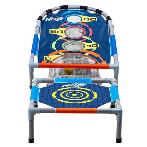 NERF Kids Bounce N Score Target Toss Game Set - Foam Ball Bouncing Game for Kids Ages 6+ - (6) Foam Bouncy Balls and (1) Scoring Target Included