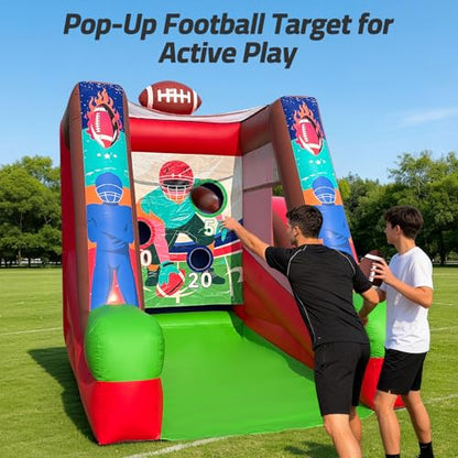 Inflatable Football Toss Game, Commercial Grade PVC Football Target Toss with Air Blower, 3-Target Scoring Inflatable Carnival Game for Outdoor Fun, Home & Rental Use - style: Football