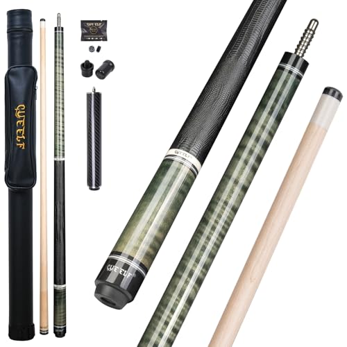 CUEELF Pool Cue Stick Low Deflection Hand-Made Inlay Billiard Cue 58'' Professional Billiard Pool Cue Stick for Adults-12.5mm Tip,3/8 * 8 Joint - color: WD-YH-SM-HB-HUI