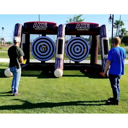 Inflatable Axe Throwing Game Inflatable Toss Target Dart Board with Blower, Axe Throwing Set Commercial Grade Rental Game Outdoor Indoor - style: Double AXE
