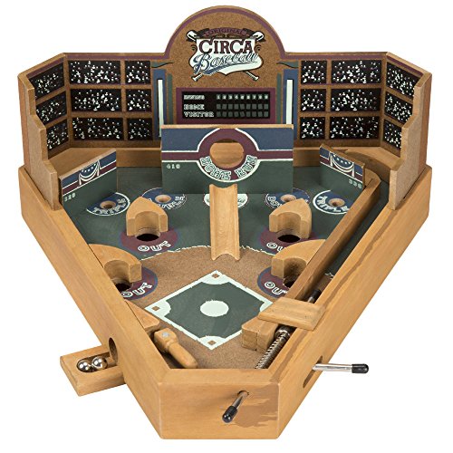 Baseball Pinball Tabletop Games - Classic Miniature Wooden Retro Sports Arcade Toy for Adult Collectors and Children - Baseball Games by Hey Play - style: Baseball