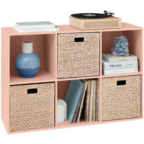 Best Choice Products Kids Bookcase 6-Cube Storage Organizer, 13.5in Shelf Opening, Bookshelf, Toy Storage, Customizable w/ 3 Removable Back Panels – Light Pink - color: Light Pink, size: 6-Cube, 13.5in Shelf Opening