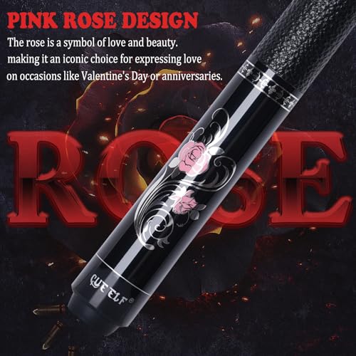 CUEELF Pink Pool Cue Stick 58inches Canadian Maple Billiard Cue Sticks Professional Pool Stick Gifts for Women and Ladies - color: Rose, size: 19.5 oz