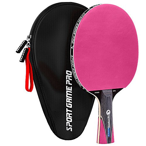 Ping Pong Paddle with Killer Spin + Case for Free - Professional Table Tennis Racket for Beginner and Advanced Players - Improve Your Ping Pong Skills with JT Ping Pong Paddle Set - color: pink