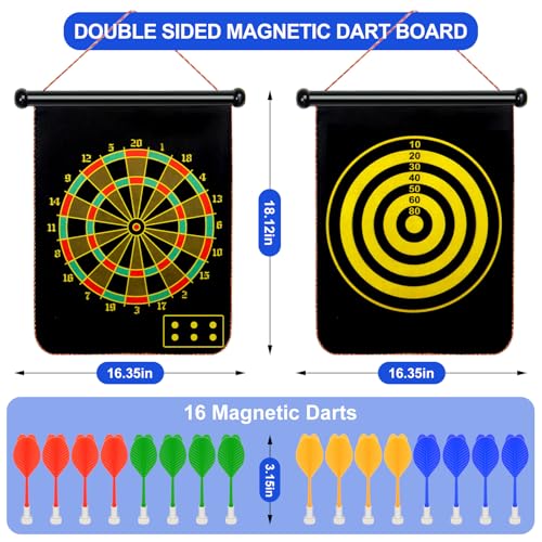 Magnetic Dart Board Outdoor Game Suitable for Children to Play Comes with 12 Darts Best Toys Gifts for Teenage Boys Girls Age 5 6 7 8 9 10 11 12 Years (12 in) - size: 15"